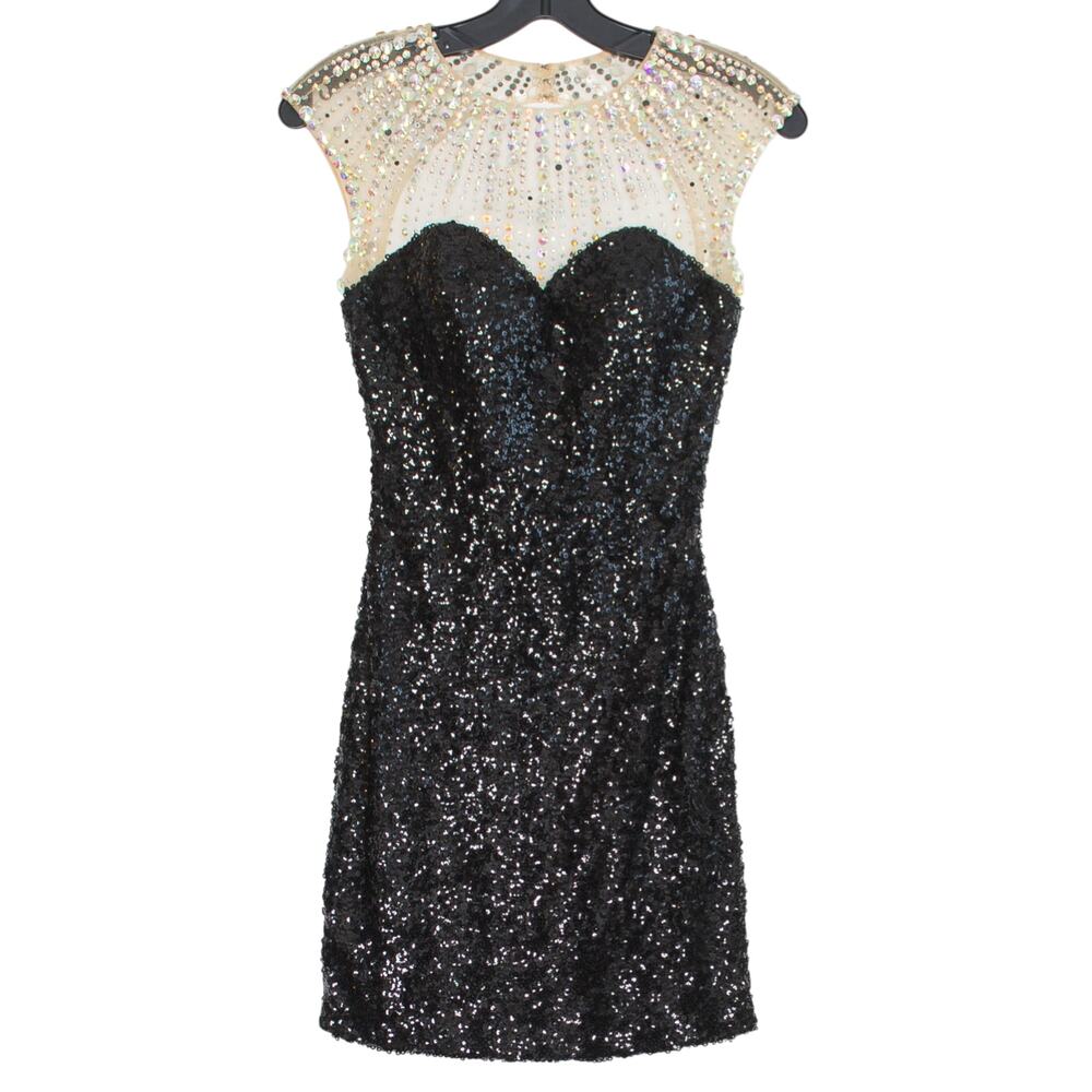 Clarisse Dress Sequin Embellished Cocktail Party Glam Evening Sparkly Black 0